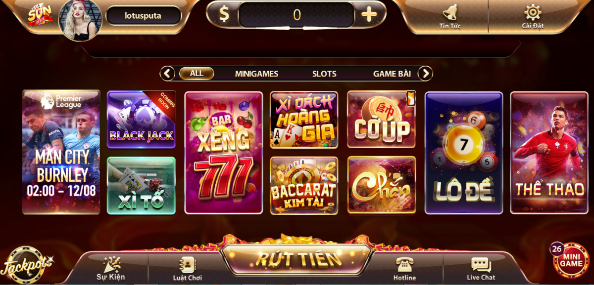 Hệ thống game, lô đề và cá cược thể thao phong phú tại Sunwin