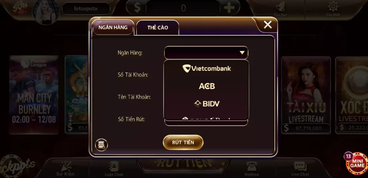 rút tiền tại Game bài Sunwin 