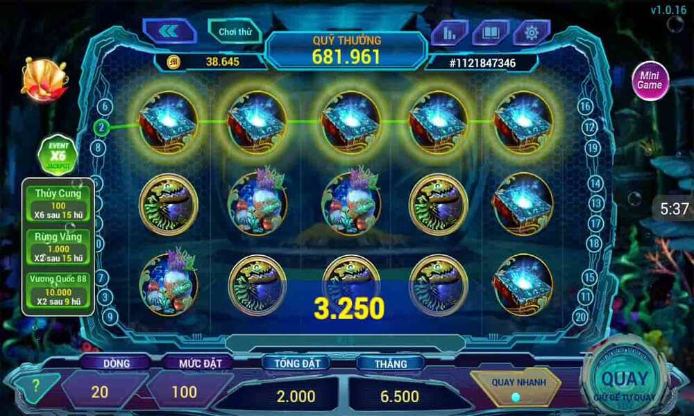 Tiến hành lựa chọn loại phòng chơi slot game thủy cung